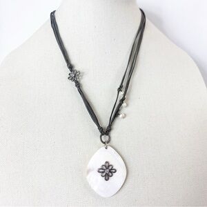 SILPADA "Grace Notes" Necklace Mother of Pearl, Pearls, Shell, CZ N2226